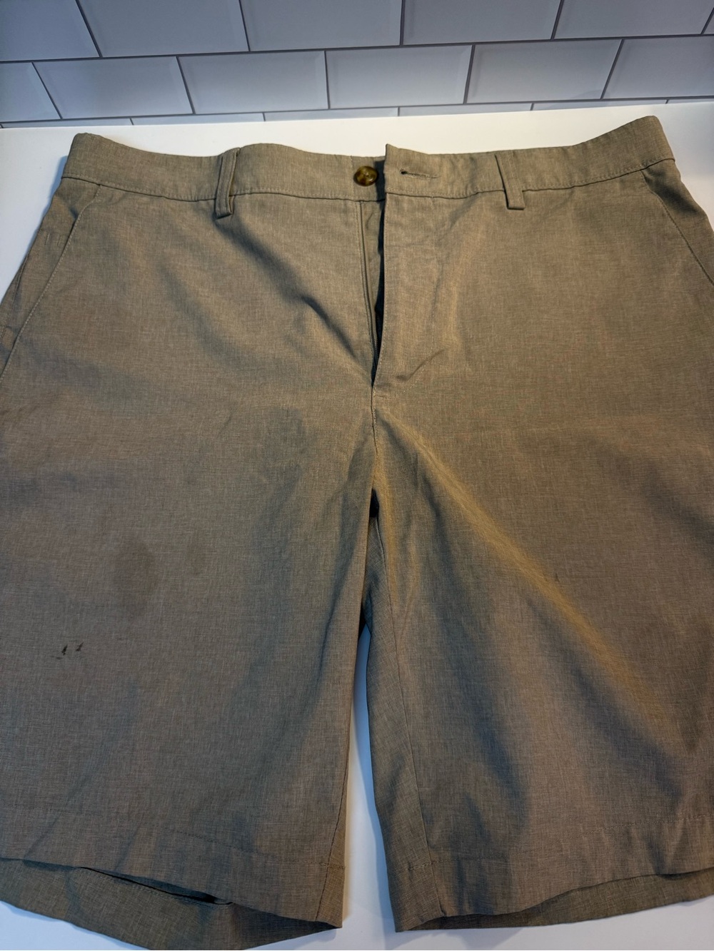 PGA Tour Men's Khaki Flat Front Stretch Shorts